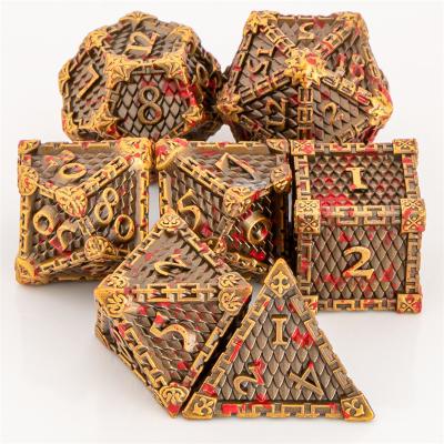 China Dnd Dice Blood Dripping DND Solid Metal Dragon Scale Dice for Mtg with D20 d&d for Dragons RPG Dungeons and Dice for sale