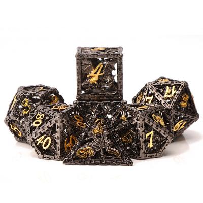 China dnd hollow die cut cavity DND set metal dnd die set with box Mtg game dice D&D D6 tabletop RPG for sale