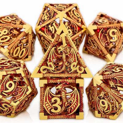 China New Dnd Solid Dies Metal Dragon Die Set For D&D Tabletop Games Die Cuts With D20 D4 Polyhedral Multi Sided Dies for sale