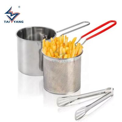 China Viable Stainless Steel Chicken Wings Chips Tempura Deep Fry Pan with Frying Basket for sale