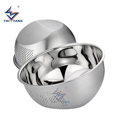 China Viable Fine Mesh Rice Strainer Stainless Steel Amazon Fruit Sink Colanders Salad Bowl Vegetable Food Containers for sale