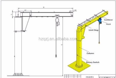 China Jib Crane 3 Ton Mounted Workshop Crane Swing Arm Jib Crane Price for sale