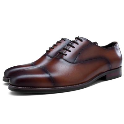 China Durable Anti-Slippery Italian Oxford Stylish Office And Wedding Fashion Black Brown Genuine Leather Men's Stylish Shoes for sale