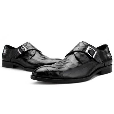 China New Fashion Good Quality Monk Strap Shoes Italian Printed Genuine Leather Formal Design Handcrafts Elegant Shoes for sale