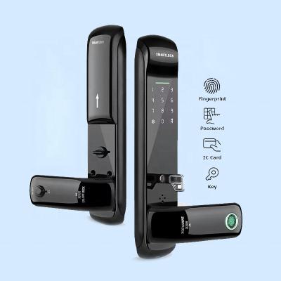 China Anti-peep System Hidden Smart Elektric Rfid Code And Keypad Modern Electronic Keypad Locks Biometric Digital Door Lock With Fingerprint Card for sale