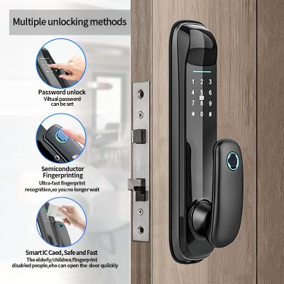 China Anti-peep System Hidden Smart Elektric Rfid Code And Keypad Modern Electronic Keypad Locks Biometric Digital Door Lock With Fingerprint Card for sale