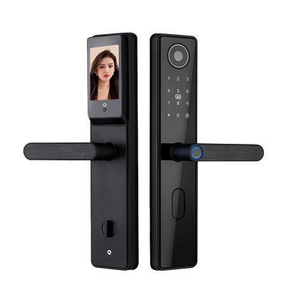 China Doorbell new arrival wifi built-in door lock with peep hole camera door bell tuya APP remote open digital keyless smart lock door pull push for sale