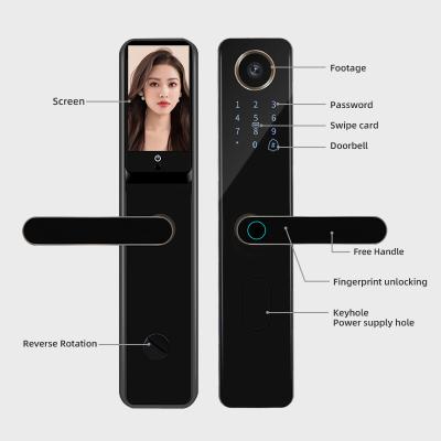 China Doorbell Handle Tuya Digital Home Electronics Doorbell Built-in Fingerprint Lock Mortise Wireless Security 6068 Smart Lock With Camera for sale