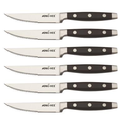 China Durable serrated steak cutlery and solid wood box set with ABS handle for sale