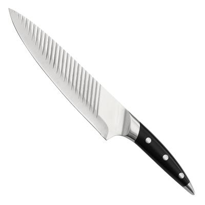 China Amazon Top Selling Sustainable Fluted Blade Stainless Steel Kitchen Chef Knife for sale