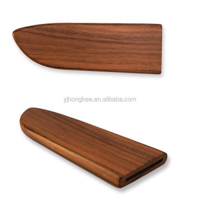 China Viable Natural Walnut Knife Blade Guard Knife Protector Wooden Sheath Edge Guard With Magnet for sale