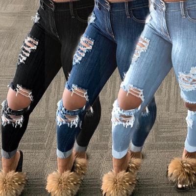 China New Fashion Breathable Fringe Ripped High Talent Lattice Plus Size Women Jeans for sale