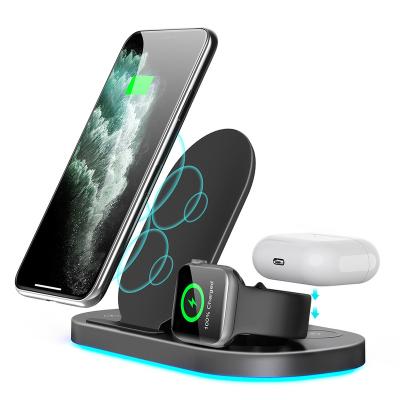 China Qi Wireless Charger Portable 3 in 1 Wireless Charger Dock Station for Stand QI Charging Wireless Charger for iPhone iWatch AirPods for sale