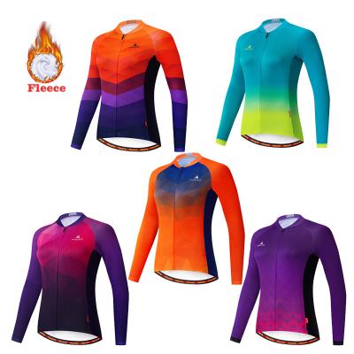 China MILOTO Breathable Winter Women Long Sleeve Thermal Warm Suit Sportswear Mtb Cycling Fleece Jacket Tank Top Training Set for sale