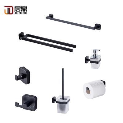 China Matt Black Hotel Washroom Sustainable Wall Mounted Bathroom Accessories Hardware Set Set for sale