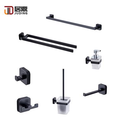 China New Design Viable Hotel Matt Black Toilet Bathroom Accessories Home Shower Bathroom Accessories Set for sale