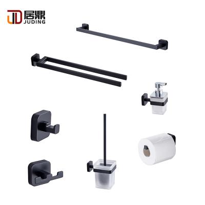 China Sustainable Hot Sale Matt Black Commercial Bathroom Accessories Set For Hotel Public Toilets for sale