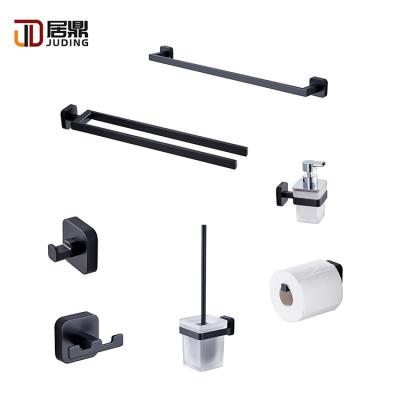 China Sustainable Modern Hotel Matt Black Luxury Toilet Bathroom Accessories Set for sale