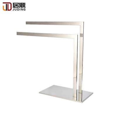 China High Quality Durable High Gloss Polishing Bathroom Sus304 Stainless Steel Double Free Standing Towel Rack for sale