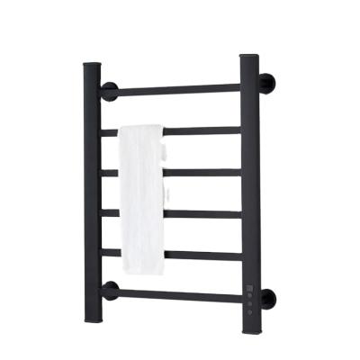 China Newest Fashion Bathroom Matt Black Intelligent Constant Temperature Heater Wall Mount Electric Heated Towel Rack for sale