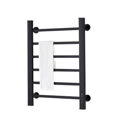 China Fashion Bathroom Matt Black Intelligent Constant Temperature Electric Heated Towel Warmer Rack for sale