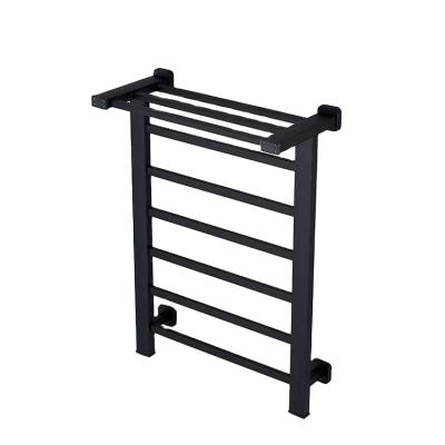 China Winter Matt Black Aluminum Towel Dryer Fashion Stretch Wall Mounted Electric Heated Towel Rack for sale