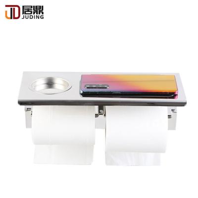 China Durable Modern Wall Mounted Tissue Holder Double Wall Mounted Stainless Steel Toilet Paper Holder for sale