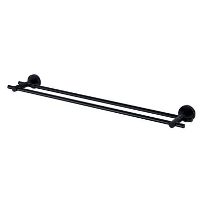 China BACKREST Matte Black Bathroom Wall Mount Zinc Alloy Double Towel Rails for sale