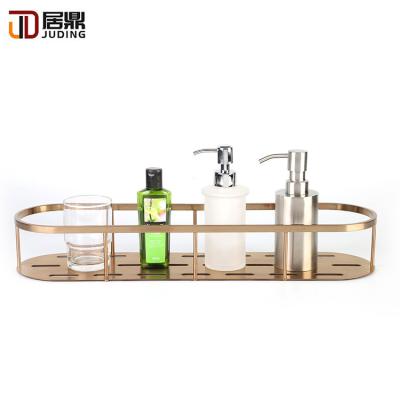 China Durable Single Tier SUS201 Rose Gold Wall Mounted Bathroom Shower Storage Basket for sale