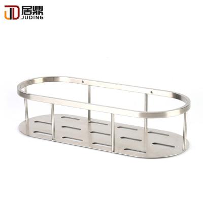 China Durable Hot Sale Bathroom Wall Mounted Single Tier Sus304 Brushed Polished Kitchen Storage Basket for sale