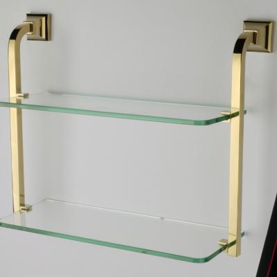 China 2020 Double Shelf Bathroom Glass Shelf Wall Mounted Type Modern Classic Design Guangdong, China JUDING for sale