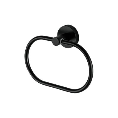 China Modern Modern Matt Black Stainless Steel Bath Hang Towel Ring Wall Mount for sale