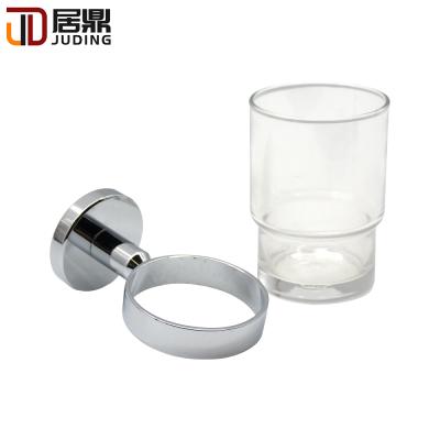 China Durable Bathroom Accessories Round Base Wall Mount Brass Chrome Tumbler Holder for sale