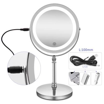 China 7 Inch Double Sided Lighted Led Makeup Mirror 10x/1x Lighted Led Cosmetic Mirrors Make Up Dressing Table Mirror for sale