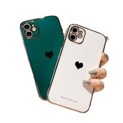 China Fanshion Plated Radium Cut Out Cute Love Heart TPU Phone Case Cover For Girls for sale