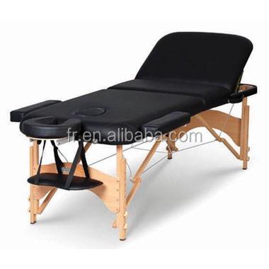 China Anji 3-Section Folding Massage Table Wooden Massage Table New Concept Popular Beauty Table Salon Foldable Bed for sale