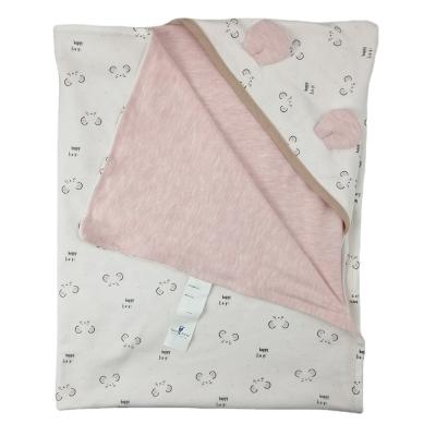 China OEM ODM Cotton Mouse Print Cotton Baby Viable Blanket Pink Bath Hooded Towel for sale