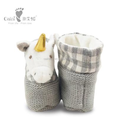 China New Design Thermal Cartoon Unicorn Winter Baby Shoes Baby Warmer Shoes OEM ODM 0-6 Months Soft Newborn Shoes for sale