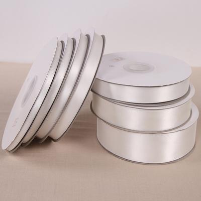 China Wholesale Custom Viable Polyester Silk Gift White Single Face Satin Ribbon For DIY Gift Wrapping for sale