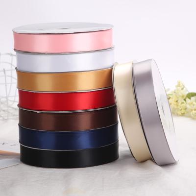 China Factory Wholesale Viable Polyester PANO Silk Custom 100% Solid Color 1 Inch Single Face Satin Ribbon for sale