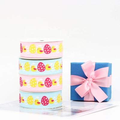 China Polyester Easter Egg Cute Multicolor Printed Grosgrain Ribbon Viable For Eater Gift Decoration for sale