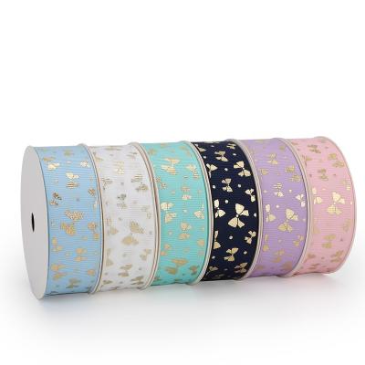 China Wholesale Custom High Tenacity PANO Butterfly Gold Foil Printed Gift Grosgrain Ribbon Envelope With Custom Logo for sale