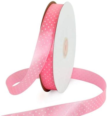 China PANO Viable 3/4 Inch Custom Polka Dots Printed Double Side Satin Ribbons For Flower Gift Wrapping for sale