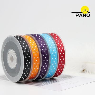 China PANO Fashionable 1/2inch Polka Dot Grosgrain Viable Wholesale Colored Custom Printed Ribbon for sale