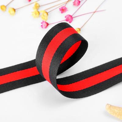 China Viable Factory Custom Polyester Woven Webbing Grosgrain Striped Ribbon For Garment Apparel for sale