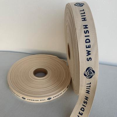 China Natural Color Personalized White Twill Cotton Ribbon Printed Herringbone Tape 2.5cm Custom Made Viable for sale