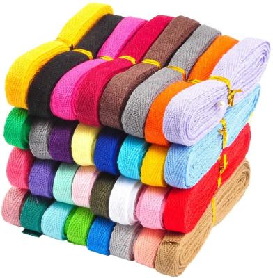 China PANO SUSTAINABLE 9mm Personalized Colored 100% Cotton Woven Ribbons Twill Cotton Ribbon Custom Made for sale