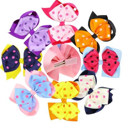 China Fashion PANO 4inch Jojo Siwa Children Polka Dot Layered Girls Headwear - shopping double grosgrain ribbon hair bow for sale