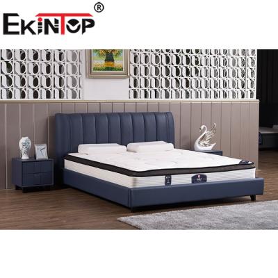 China New Ekintop Design Luxury Royal Bed Customized Modern Leather Bed With High Headboard for sale