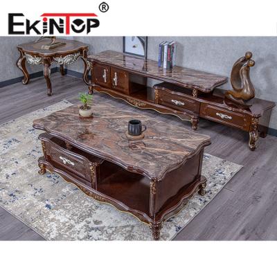 China Hot Selling Extendable Free Sample Modern Ekintop Marble Coffee Table Solid Wood Chinese Tea Table for sale